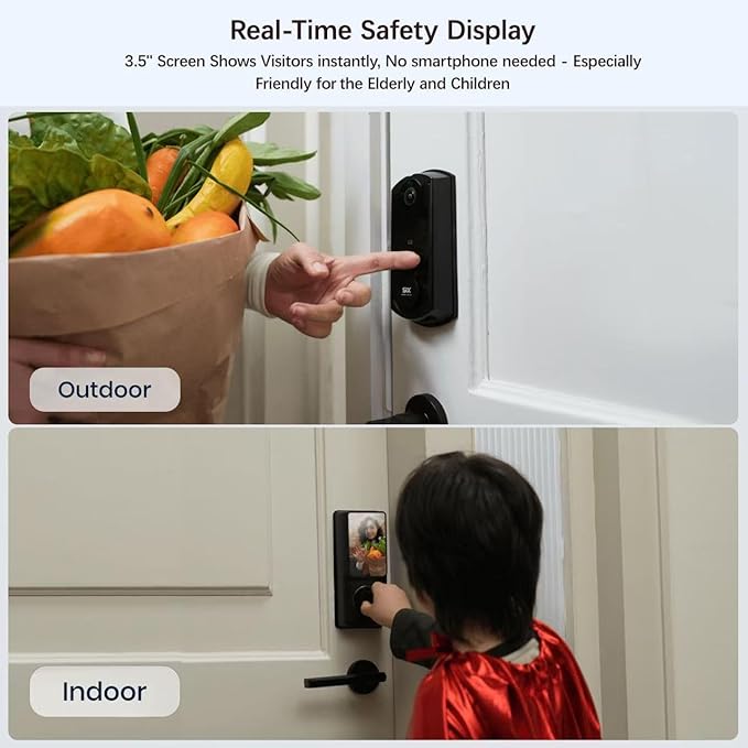 Video Smart Lock S398, 4-in-1 Camera + Video Doorbell + Fingerprint Keyless Door Lock + Indoor Display Monitor, Smart Wi-Fi Deadbolt, App Remote Control, Easy Installation, Chime Included
