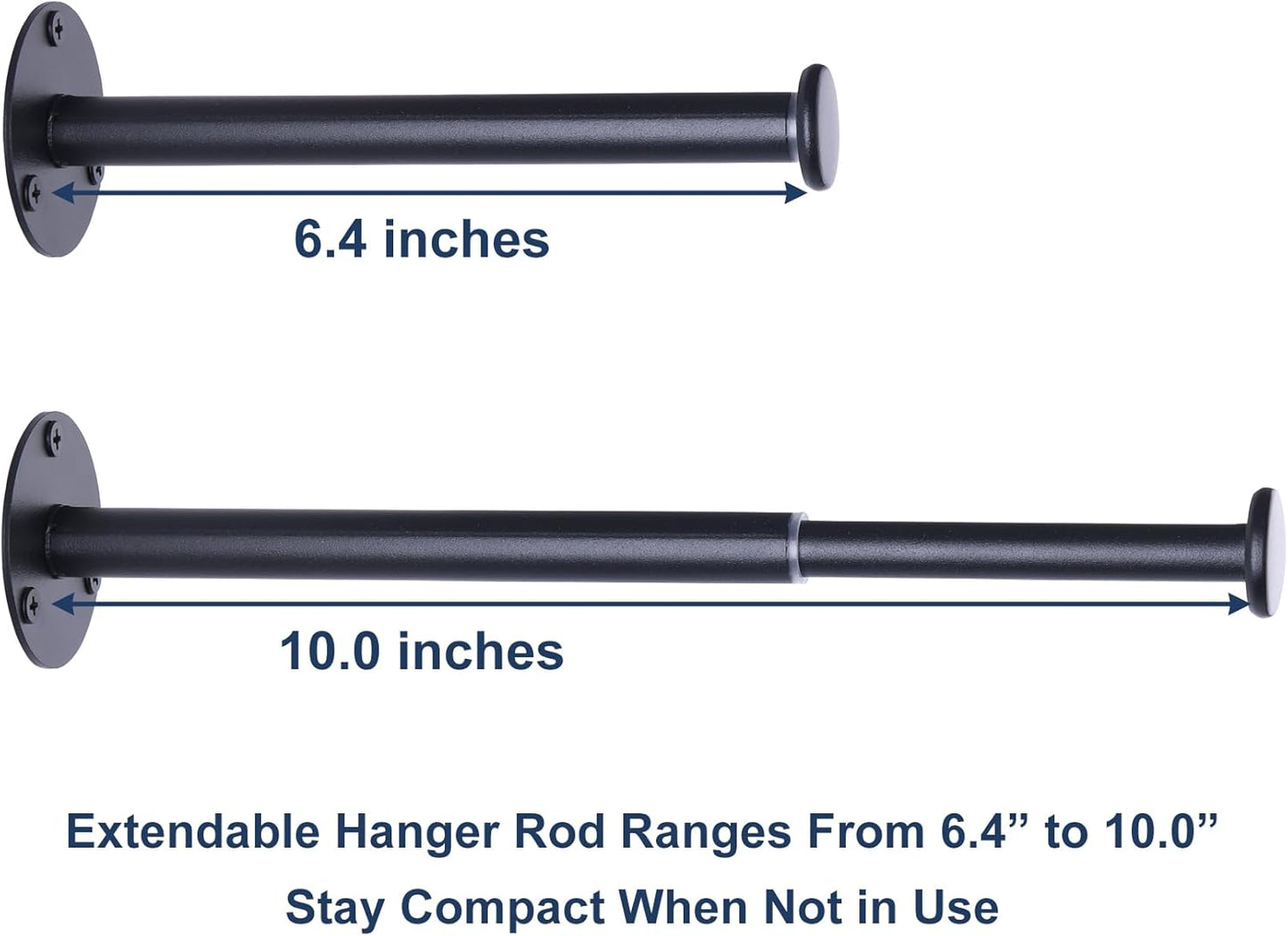 4 Pack Retractable Hanger Holder for Laundry Room, Wall Mount Organizer Rack for Lightweight Clothes, Space Saving Laundry Hook Rod, Keep Empty Hangers Handy, Black