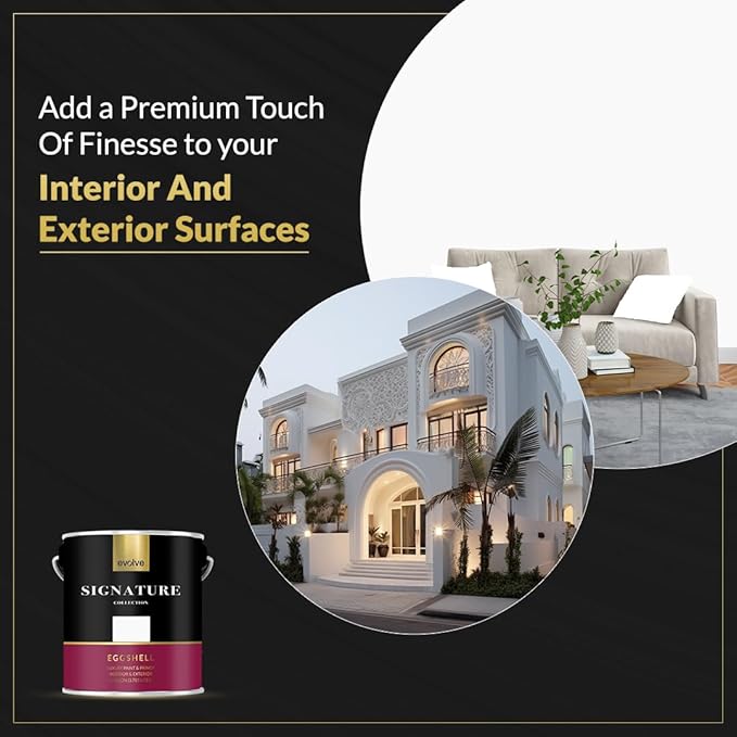 EVOLVE Signature Paint & Primer: Luxury Paint & Primer for Indoor & Outdoor Surfaces, Minimal Odor, Eggshell Sheen (Linen White, 1 Gallon)