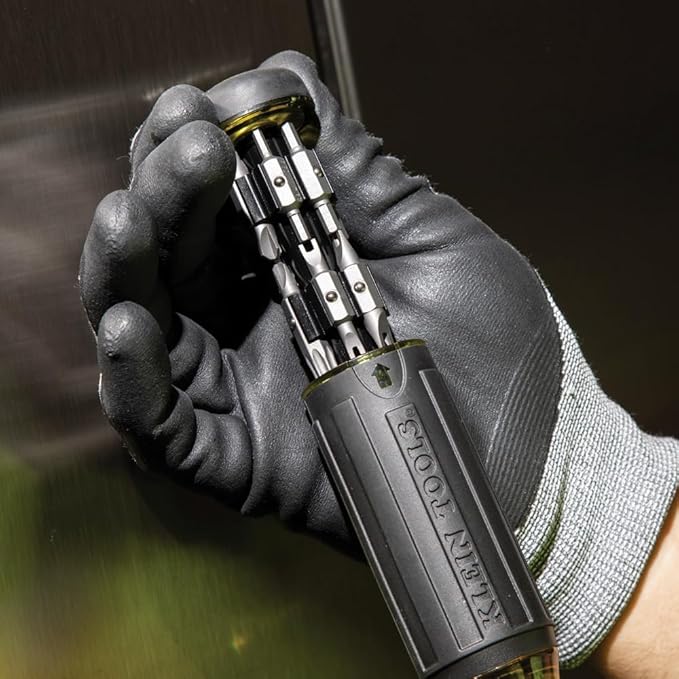 Klein Tools 32307 Multi-bit Tamperproof Screwdriver, 27-in-1 Tool with Torx, Hex, Torq and Spanner Bits with 1/4-Inch Nut Driver