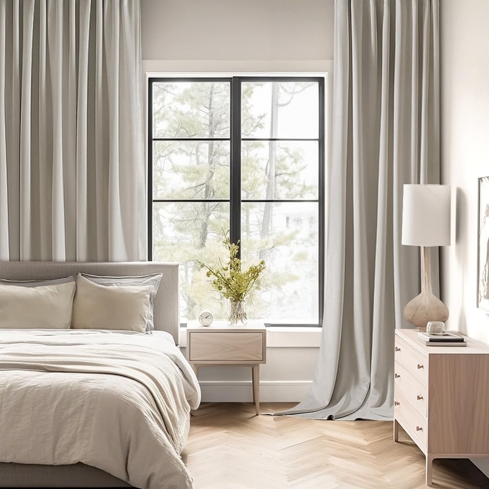 MIULEE Natural Back Tab Blackout Curtains 102 Inch Long 2 Panels Set for Bedroom, Rod Pocket/Pinch Pleated Thermal Insulated Living Room Darkening Light Blocking Floor to Ceiling Drapes