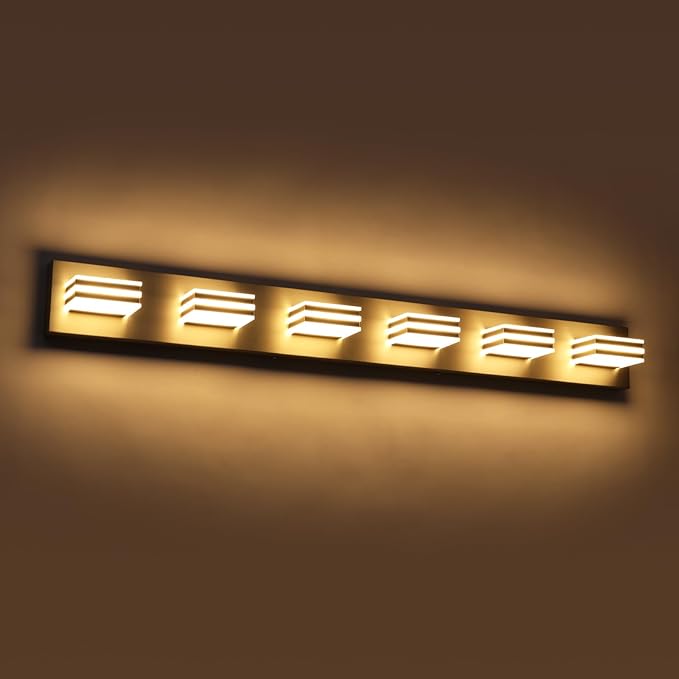 LED Wall Brushed Nickel Vanity Lights for Bathroom Light Fixtures 36W Adjust 3 Colors Modern Bath Lighing Over Mirror LED Vanity Light (6-Light,41inch)