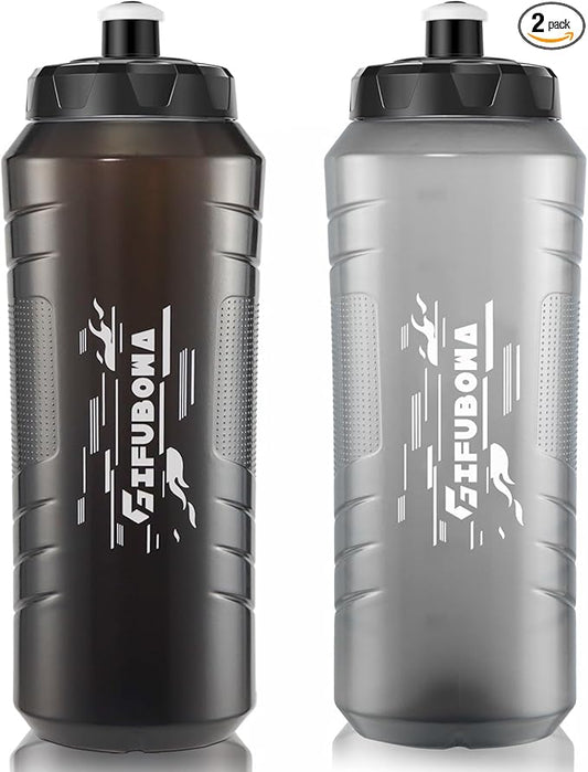 GIFUBOWA 32 oz Squeeze Water Bottle Bpa Free Easy Grip for Sports and Bike 2 Pack