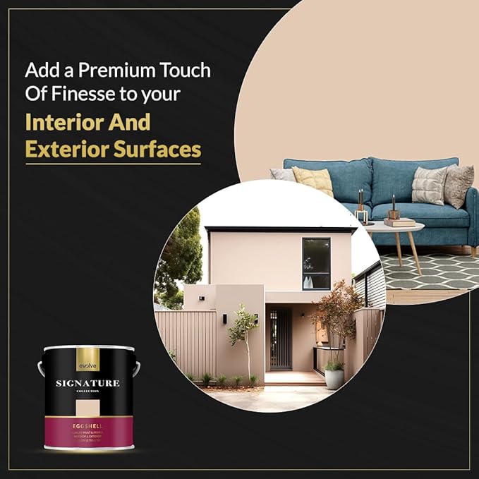 EVOLVE Signature Paint & Primer: Luxury Paint & Primer for Indoor & Outdoor Surfaces, Minimal Odor, Eggshell Sheen (Sand Beige, 1 Gallon)