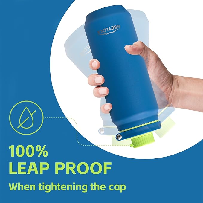 Greylock 20 oz Water Bottle Insulated with Straw Lid, Reusable Metal Water Bottle Stainless Steel with Carry Handle for Travel,Sports, BPA-Free Leak Proof When Closed, Cold for 24 Hours (Blue)