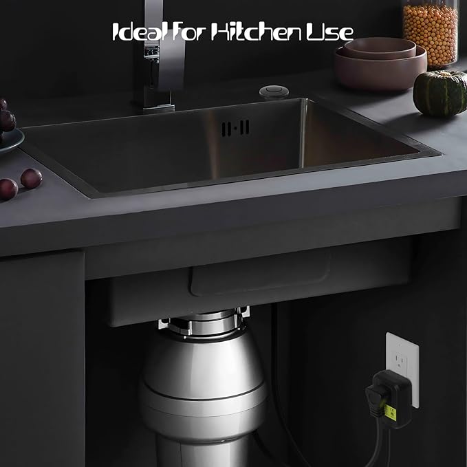 Garbage Disposal Air Switch Kit Sink Top Waste Disposal Long Stainless Steel Black On/Off Air Button Food and Waste Disposals Part by Etoolcity, UL Listed
