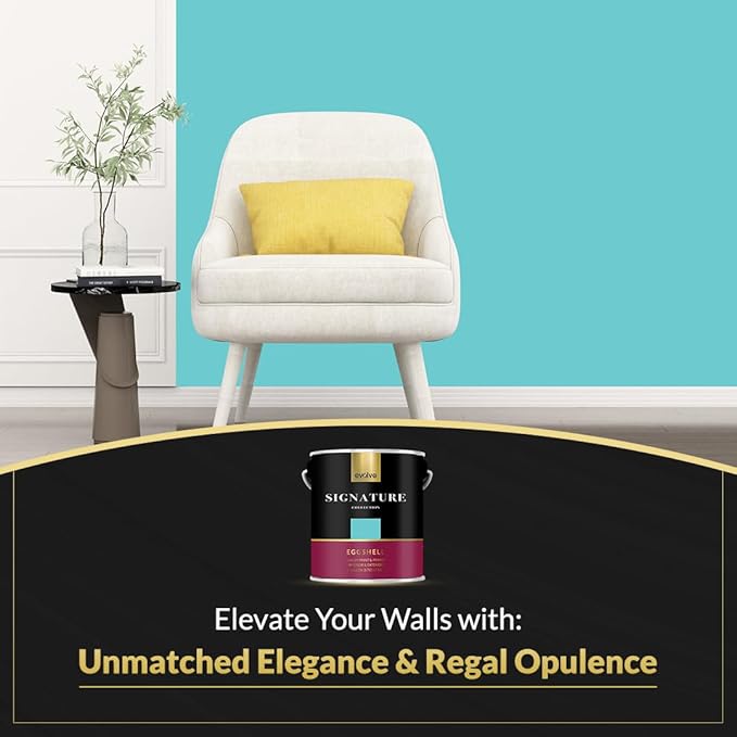 EVOLVE Signature Paint & Primer: Luxury Paint & Primer for Indoor & Outdoor Surfaces, Minimal Odor, Eggshell Sheen (1G & 5G) (Aqua Turquoise, 1 Gallon)