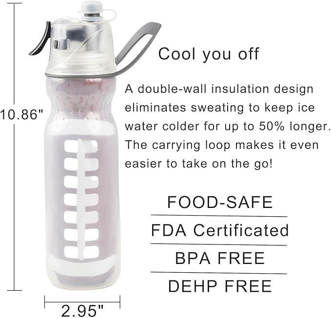 Football Accessories Water Bottles Gifts for Boys Girls Misting Rugby Sports Water Bottle for Kids School 20 oz Insulated Mist and Sip Waterbottle