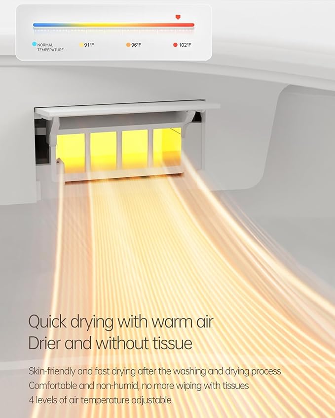 K2 Smart Toilet with Bidet Built In, One Piece Toilet with Built-in Tank, Auto Open Close Lid, Auto Flush, Remote Control, Heated Seat, Adjustable Heat, Foam Shield, Built-In Dryer, Night Light