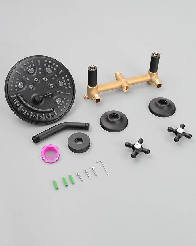 PHASAT 2 Handle Shower Faucet,Bathtub Faucet Set,Tub and Shower Trim Kit with Rough-in Valve,Matte Black,PU4H07