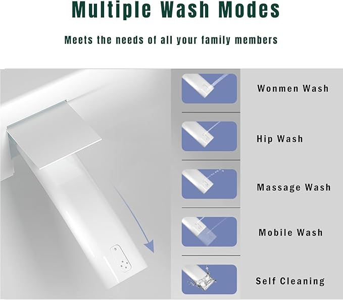 WinZo Smart Toilet with Bidet Built in,Tankless Toilets with Warm Water Sprayer and Dryer,Foot Sensor Operation, ADA Height Auto Smart Toilet with Fahrenheit LED Display