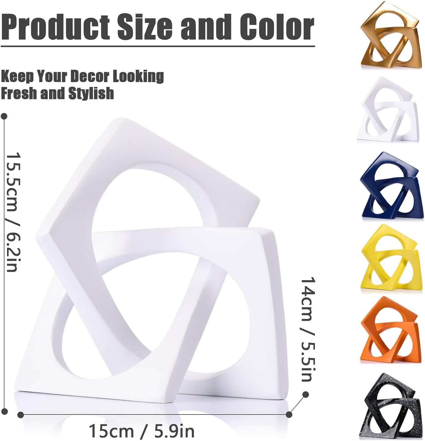 XMGZQ White Knot Statue for Coffee Table Centerpiece Decor,Modern Abstract Art Geometric Sculpture and Figurines, Home Decor Accent,Cube Knick Knacks for Shelves,Bookshelf,Entryway,Floating