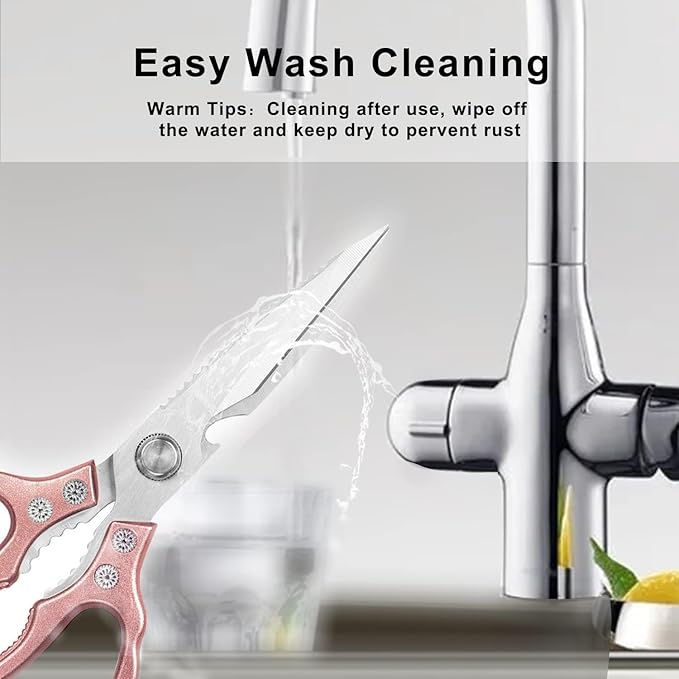 Kitchen Scissors, Heavy Duty Sharp Kitchen Shears Dishwasher Safe,Rose Gold Kitchen Accessories Cooking Shears for Kitchen Meat Chicken Fish Poultry Herb Bread (Rose gold)