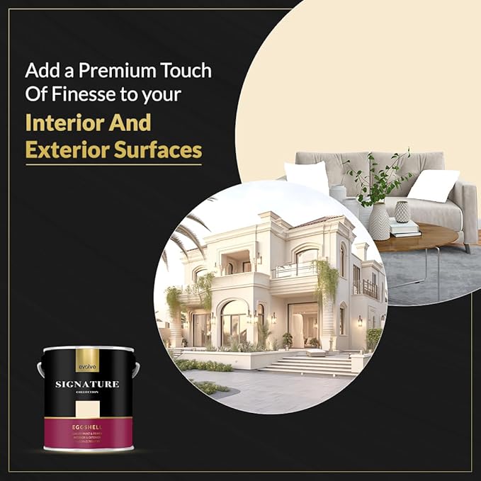 EVOLVE Signature Paint & Primer: Luxury Paint & Primer for Indoor & Outdoor Surfaces, Minimal Odor, Eggshell Sheen (Cream Beige, 1 Gallon)