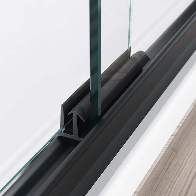 SUNNY SHOWER 54 x 72 Bypass Sliding Shower Door 1/4 Clear Glass Semi-Frameless Shower Door Stainless Steel Hardware Glass Door Black Finish, Black