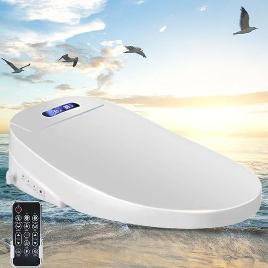 Electric Bidet Toilet Seat, Filtered & Unlimited Warm Water, 8 Modes Spa Wash, Warm Air Dryer, Heated Seat, Self-Clean Stainless Steel Nozzle, HD Night Light. 10-year warranty. (TB-36EV, Round)