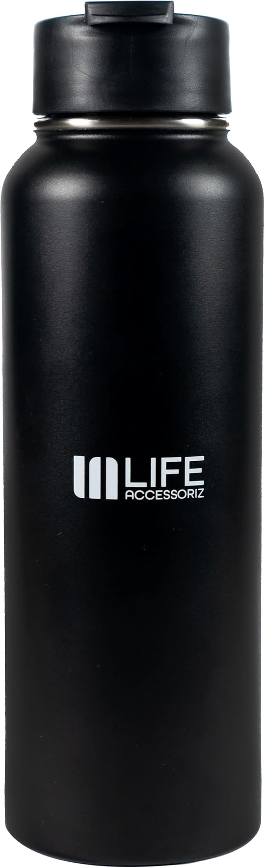 TempPro Water Flask - 3 Straw Lids, Leak-proof Stainless Steel Gym & Outdoor Bottles for Men& Women - Double Walled, Insulated Thermos (40 OZ)