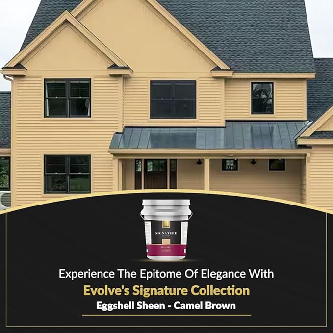 EVOLVE Signature Paint & Primer: Luxury Paint & Primer for Indoor & Outdoor Surfaces, Minimal Odor, Eggshell Sheen (Camel Brown, 5 Gallon)