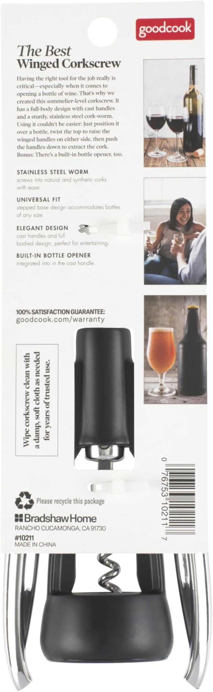 GoodCook Gourmet Deluxe Winged Corkscrew, Stainless Steel Worm, Universal Fit For All Cork Sizes