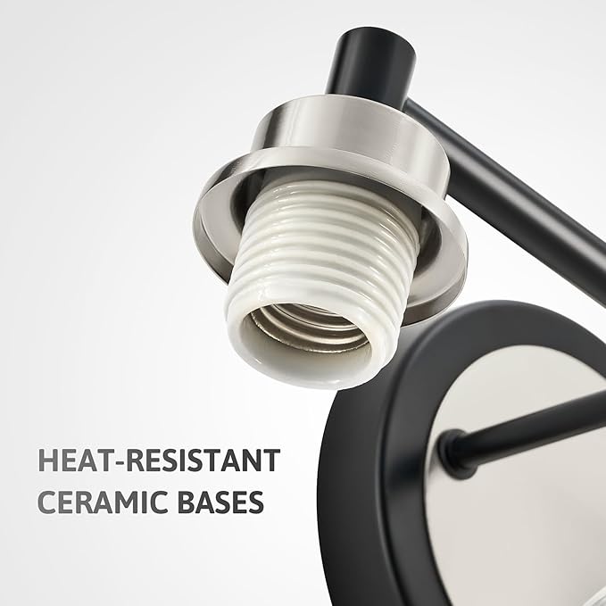 VONLUCE Bathroom Light Fixtures, 2-Light Vanity Light with Globe Glass Shades E26 Sockets, Bathroom Lights Over Mirror for Bedroom Hallway Living Room, Black & Nickel Finish