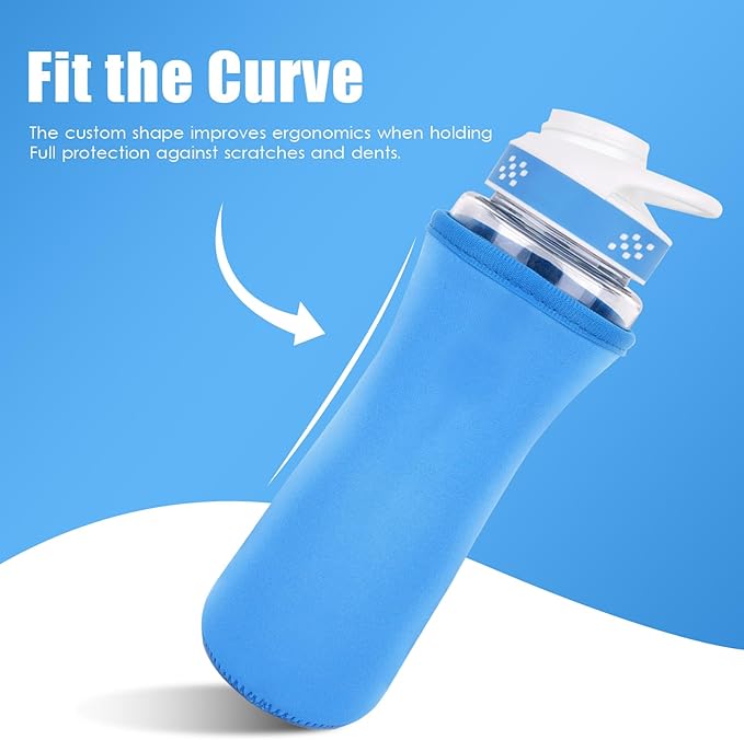 Sleeve for Cirkul Water Bottle with Cartridges Holder and Handle 22oz Water Bottle Holder for Cirkul Plastic and Stainless Steel Bottle Neoprene Sleeve for Cirkul Bottle (2 Pcs Blue)
