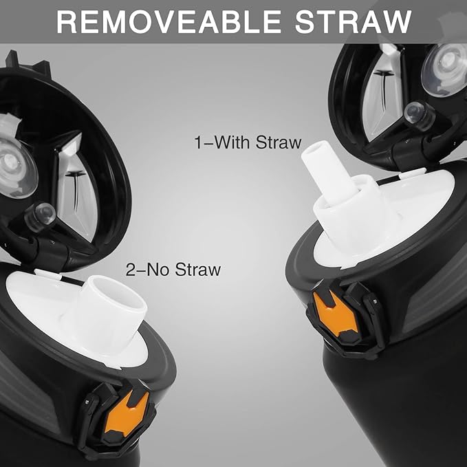 PHIXTON 32 OZ Water Bottle With Removable Straw Time Maker, 1L BPA Free Thick Tritan Plastic Leak Proof Waterbottle tracker, Motivational Measured Sports Flip Top Jugs 32oz For Drinking