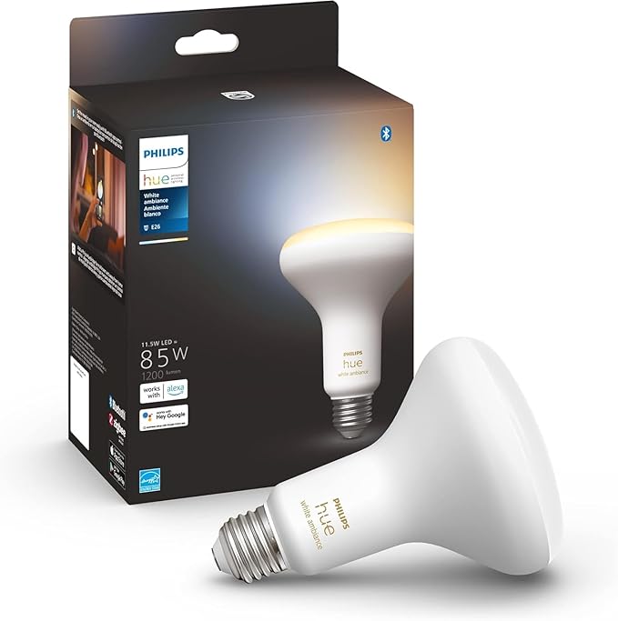 Philips Hue White Ambiance BR30 LED Smart Bulbs (Bluetooth Compatible), Compatible with Alexa, Google Assistant, and Apple HomeKit, 1-Pack