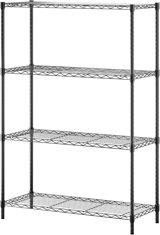 BestOffice | 4-Tier Wire Storage Shelves | 36x14x54 | Black | with Adjustable Racks | Heavy-Duty Metal Shelf, Holds Upto 1000 lbs | No-Tool Assembly | Ideal for Home & Garage Shelving