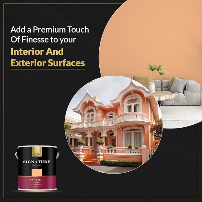 EVOLVE Signature Paint & Primer: Luxury Paint & Primer for Indoor & Outdoor Surfaces, Minimal Odor, Eggshell Sheen (Milky Orange, 1 Gallon)