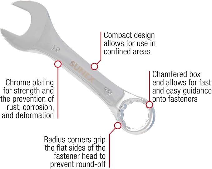 Sunex Tools 9930M Metric Stubby Combination Wrench Set, 10-Piece