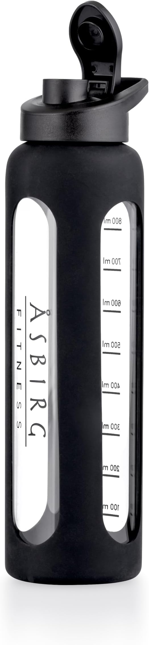 Fitness Glass Protein Shaker 1 Litre Protein Shaker Drinking Bottle with Spiral Ball Black 1000 ml