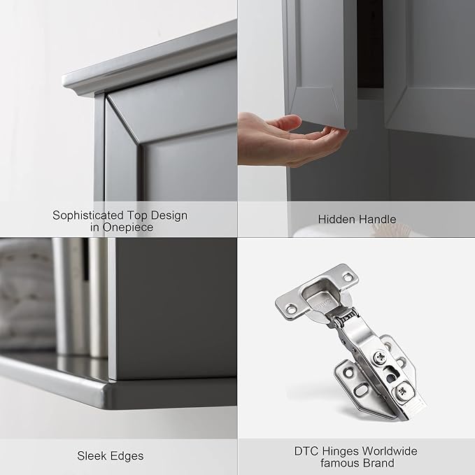 Grey Cabinet Wall Mounted with 2 Doors, Wooden Medicine Cabinet with Adjustable Shelf, 23"x 29" Over Toilet Wall Hanging Cabinets for Bathroom Bedroom, Kitchen, Laundry Room