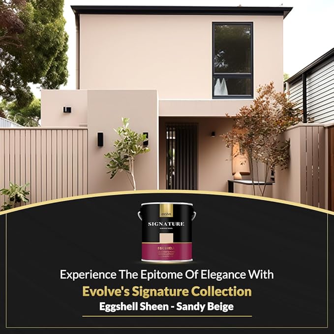 EVOLVE Signature Paint & Primer: Luxury Paint & Primer for Indoor & Outdoor Surfaces, Minimal Odor, Eggshell Sheen (Sand Beige, 1 Gallon)