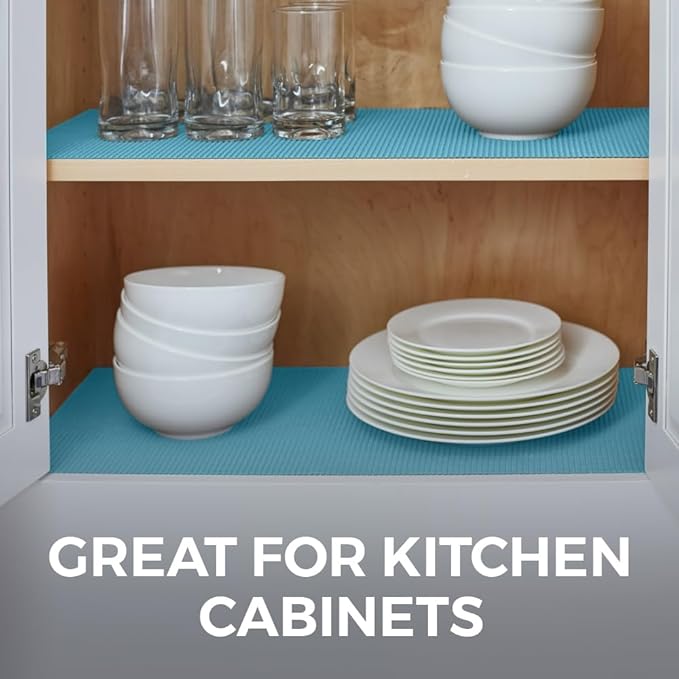 HOME GENIE Drawer Shelf and Cabinet Liner, Durable with Strong Grip, 17.5 Inch x 10 FT, Non Adhesive Liners Protect Kitchen Cabinets and Cupboard, Bathroom Drawers and Shelves, Desks, Teal
