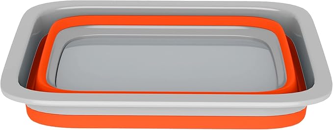 Collapsible Ice Bucket - 7.27-Liter Portable Outdoor Multi-Use Basin, Dish Tub, and Storage Basket for Camping and Tailgating by Wakeman (Orange)