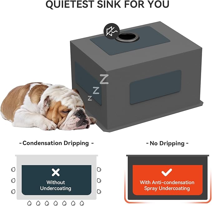 Lordear 23 Black Laundry Sink Stainless Steel - 23" x 18" x 12" Undermount Sink Single Bowl 16 Gauge Stainless Steel Deep Laundry Room Utility Sinks Handmade Under Counter Kitchen Basin,Gunmetal Black