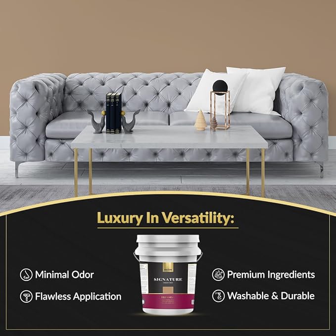 EVOLVE Signature Paint & Primer: Luxury Paint & Primer for Indoor & Outdoor Surfaces, Minimal Odor, Eggshell Sheen (Café Latte Brown, 5 Gallon)