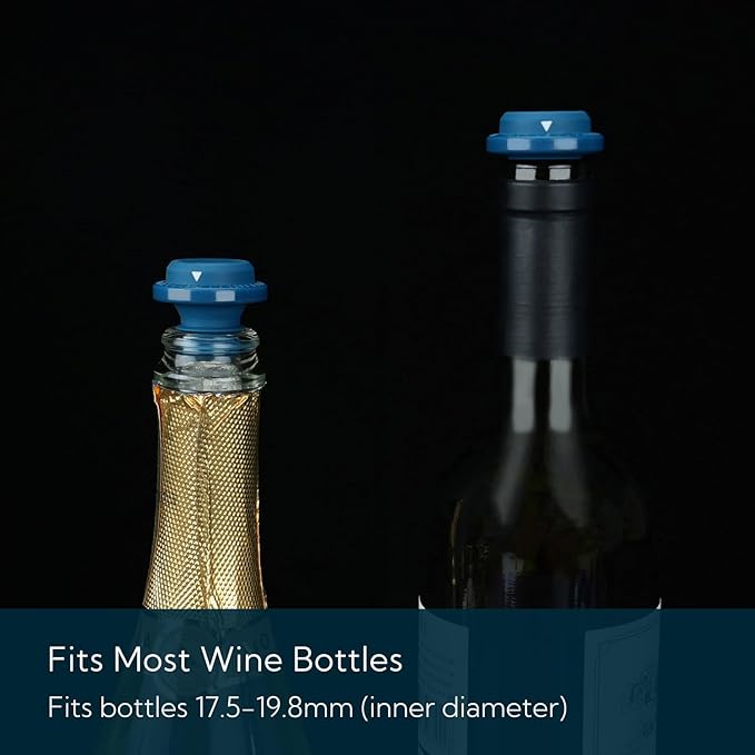 KITCHENDAO Wine Saver Vacuum Stoppers for Wine Bottles,Keep Wine Fresh for Up to a Week with Airtight Seal,Suitable for KITCHENDAO Wine Saver Pump,Set of 4 (Blue)