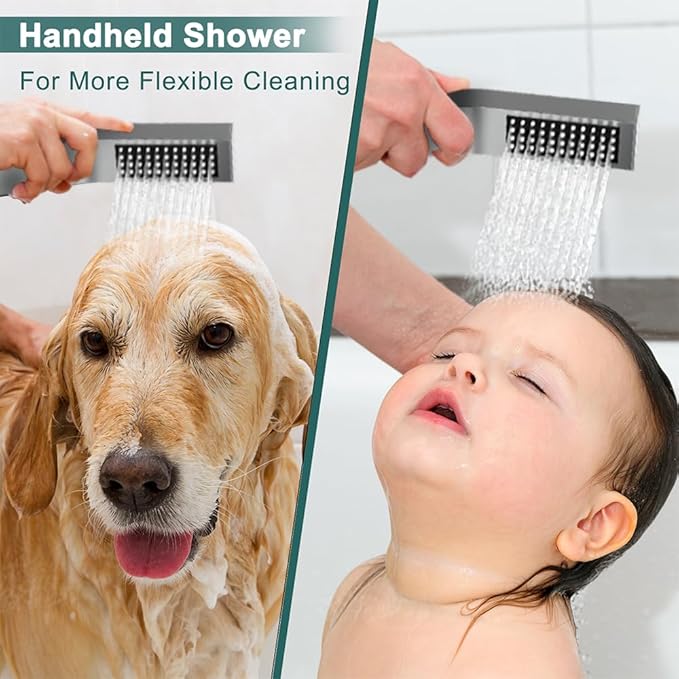 Shower Faucet Set Brushed Nickel Shower System, STARBATH 12+6" Double Rain Shower Head and Handheld Spray for Two Person, Wall Mounted 3 Way Shower Valve with 5 Diverter and Trim Kit Complete