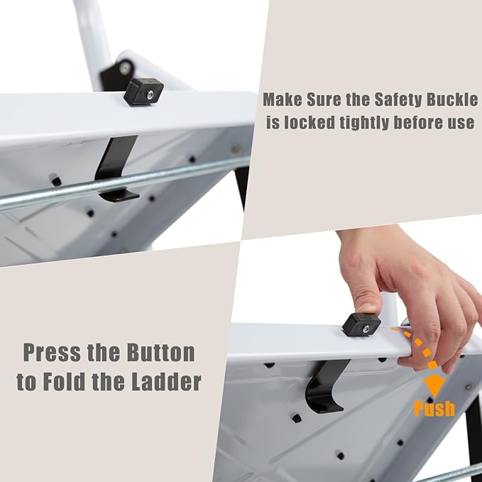 Wiberwi 3 Step Ladder Folding Step Stool for Adults with Top Handrail 330 Lbs Capacity, Lightweight & Portable Step 3 Stool Ladders with Wide Pedal for Home Kitchen Sturdy Steel Frame