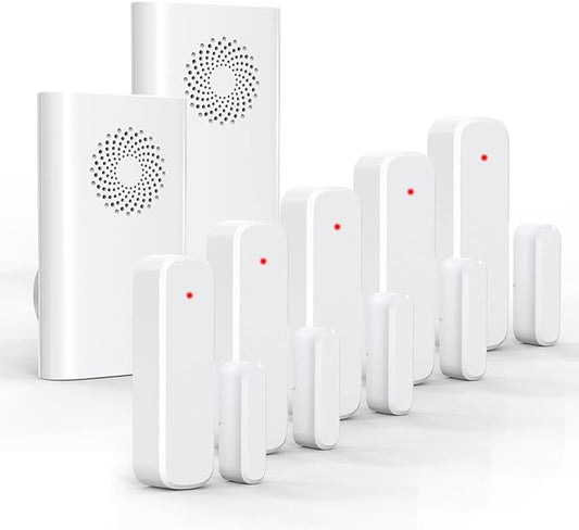 Wireless Door Chime, Door Open Sensor Alarm When Entry Business/Office/Store (500ft Range 51 Ringer Adjustable Volume) Home Alert Bell for Kid/Toddler Safety,2 Receiver +5 Sensor