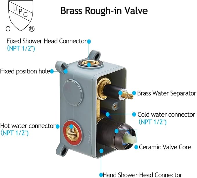 16 Inch Ceiling Mount Oil Rubbed Bronze Shower System Bathroom Luxury Rain Mixer Shower Combo Set Ceiling Rainfall Shower Head System (Contain Shower Faucet Rough-in Valve Body and Trim)