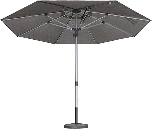 PURPLE LEAF 11.5 FT Semi-Auto Outdoor Patio Umbrella Market Table Sun Umbrellas with 8 Aluminum Sturdy Ribs for Backyard Deck Garden Pool (Silver Pole Gray Canopy)