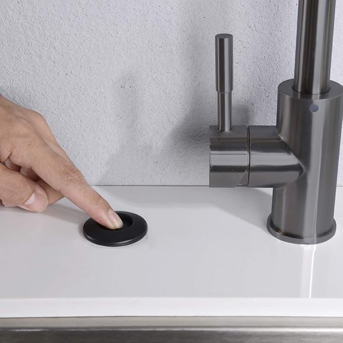 Garbage Disposal Air Switch Kit with Long Button, Matte Black (Brass Cover)