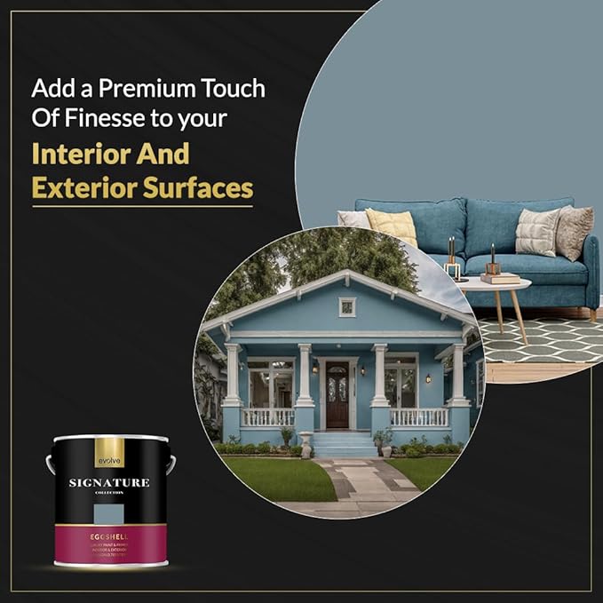 EVOLVE Signature Paint & Primer: Luxury Paint & Primer for Indoor & Outdoor Surfaces, Minimal Odor, Eggshell Sheen (Chalk Blue, 1 Gallon)