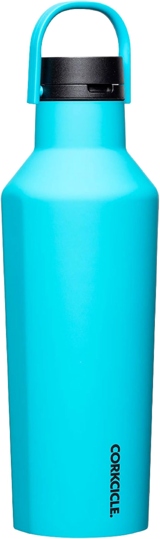Corkcicle Sport Canteen Insulated Tumbler, Capri Blue, 32 oz – Reusable Water Bottle Keeps Beverages Cold for 25 Hours & Hot 12 Hours – Cupholder Friendly Tumbler with Screw-On Cap
