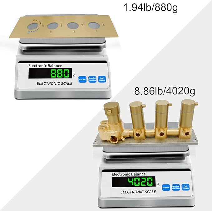 Enga Thermostatic Dual Head Shower System - 16"+6" Ceiling & Wall Mount Rainfall Showerheads, All Functions Simultaneous & Adjustable Volume, Brushed Gold