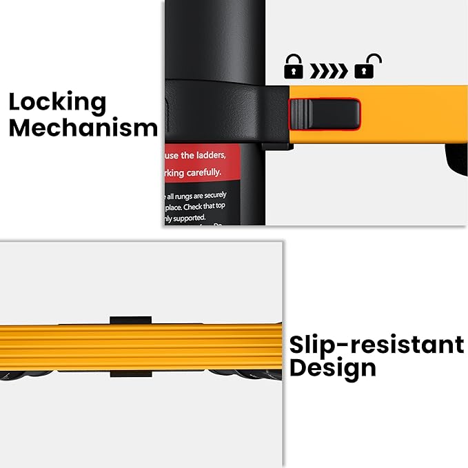 12.5 FT Telescoping Ladder, ANSI Certified, Type I Heavy Duty, 330lbs Max Capacity, Aluminum Extension Ladder for Home, Roof, RV; Yellow