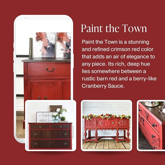 Country Chic All-in-One Chalk Paint for Furniture, Cabinets, Home Decor, Eco-Friendly, Matte Finish, Built-In Primer & Top Coat for Wood, Metal - Paint The Town (Red) - 4 oz (118 ml)
