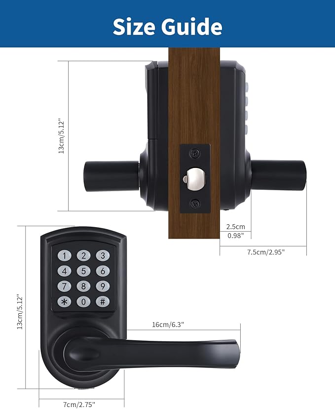 Digital Door Lock - Matte Black Electronic IC Card USB Keypad Lever Lock for Office, Bedroom, Hotel, Apartment